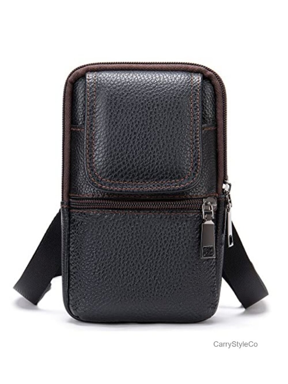 Men's Leather Shoulder Pouch Crossbody Bag Belt Loop Messenger Sling Purse with